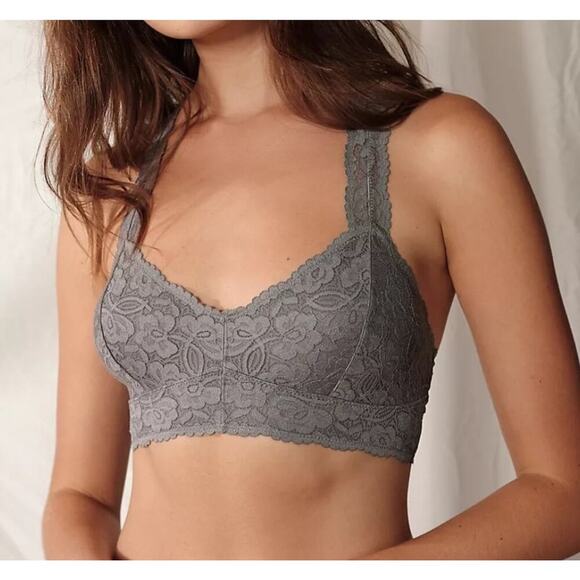 Free People Intimately Galloon Lace Racerback Bralette Grey Size M Loungewear - Picture 1 of 10